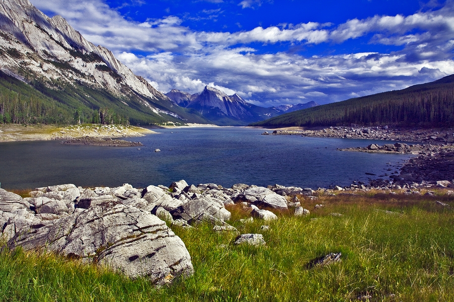 Afternoon Clouds\n\nMedicine Lake, Jasper National Park, Alberta\n\n23 August, 2009