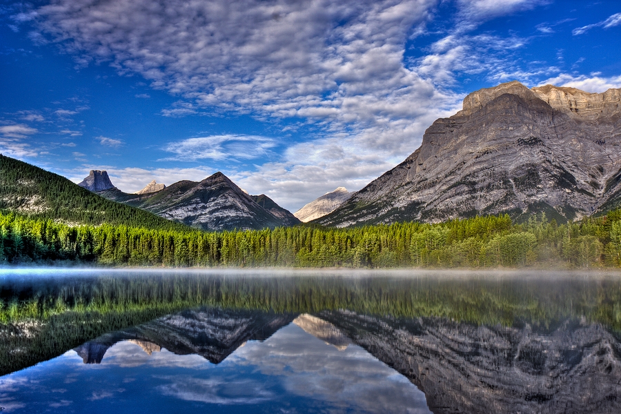 Misty Sunrise\n\nWedge Pond, Kananaskis Country, Alberta\n\n5 September, 2009