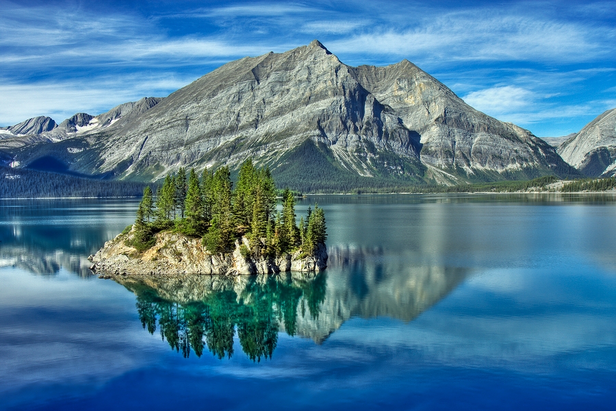 Hawke Island Reflection\n\nUpper Kananaskis Lake, Peter Lougheed Provincial Park,  Alberta\n\n5 September, 2009