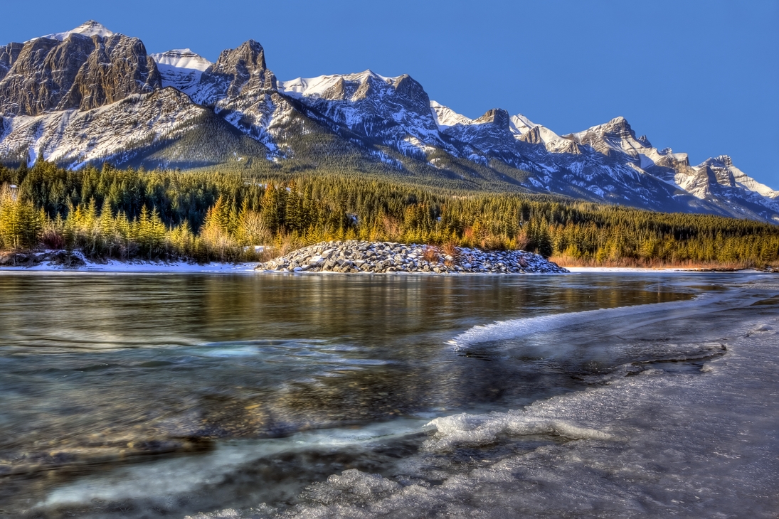 Mount Rundle (East Face), Bow River, Canmore, Alberta\n\n9 December, 2011