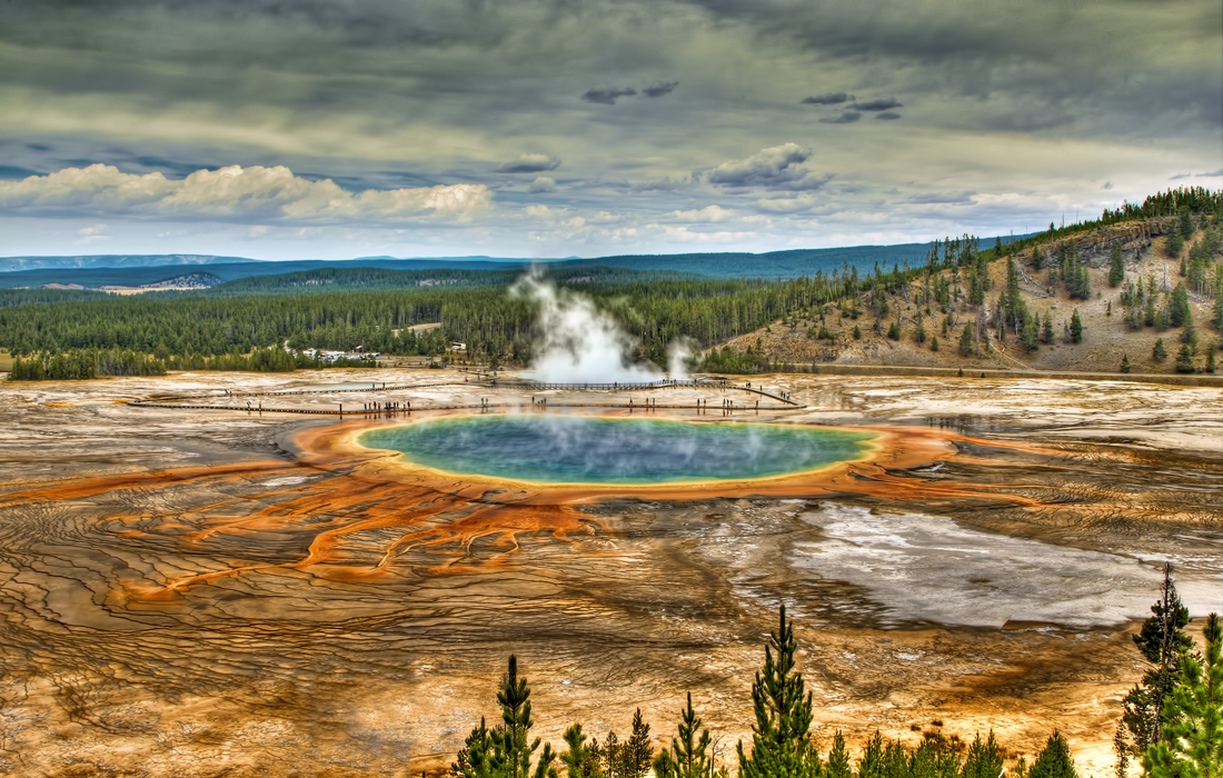 Grand Prismatic Spring, Midway Geyser Basin, Fairy Falls Trail, Yellowstone National Park, Wyoming\n\n6 September, 2012